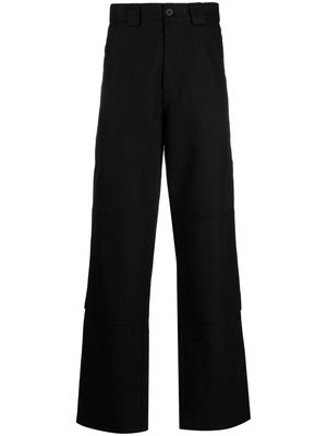 GR10K logo-tag cotton straight-leg trousers - Black