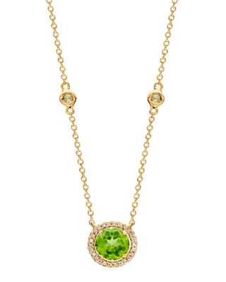 Grace 18k Gold Peridot Diamond Pendant Necklace