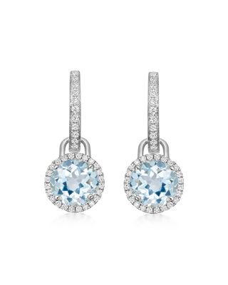Grace 18k White Gold Mini Blue Topaz Diamond Drop Earrings