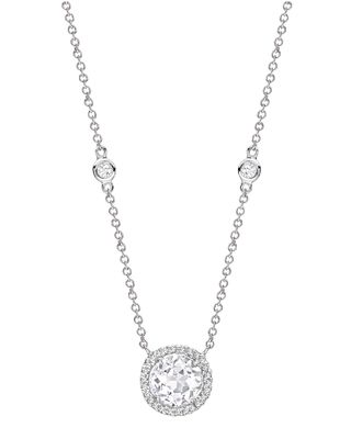 Grace 18k White Gold Topaz Diamond Pendant Necklace