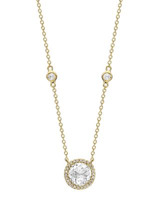 Grace 18k White Topaz & Diamond Halo Necklace