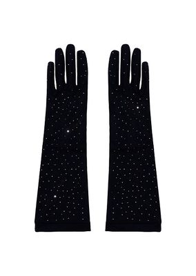 Grace Crystal-Embellished Nylon Gloves