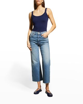 Grace Wide Ankle Jeans with Raw Hem