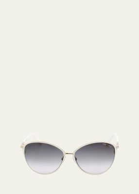 Gradient Acetate & Metal Round Sunglasses