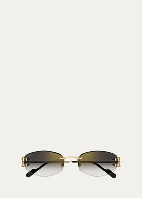 Gradient Metal Rectangle Sunglasses