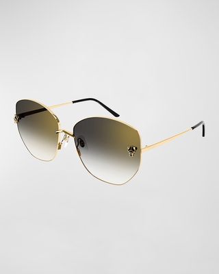Gradient Panther Metal Butterfly Sunglasses