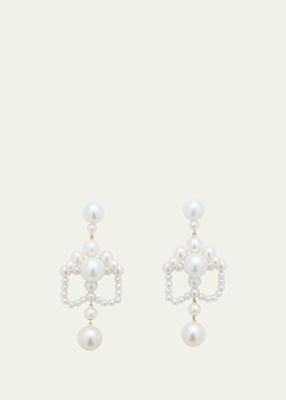 Grand Chateau de Perles Chandelier Earrings with Freshwater Pearls in 14K Yellow Gold