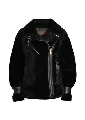 Grand Dyed Shearling & Leather Coat