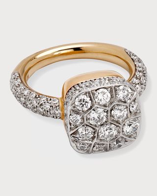 Grande Nudo 18K White & Rose Gold Ring with Diamonds, Size 52