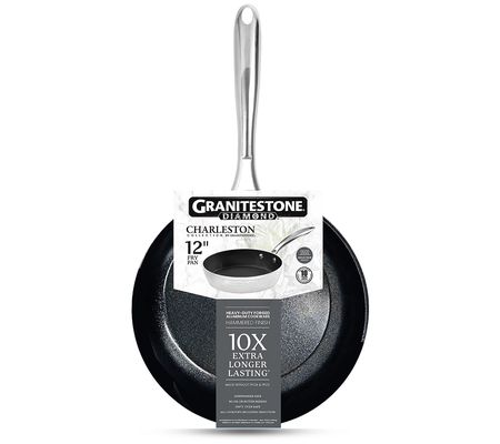 Granitestone Charleston Hammered White 12'' Non stick Fry Pan