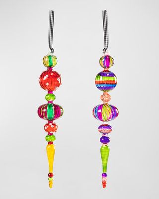 Granny Kitsch Icicle Christmas Ornaments, Set of 2
