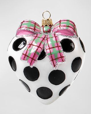 Granny Kitsch Polka-Dot Heart Christmas Ornament