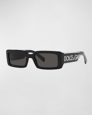 Graphic Logo Plastic Rectangle Sunglasses