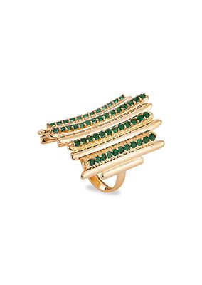 Grass 18K Yellow Gold & Emerald Fence Ring