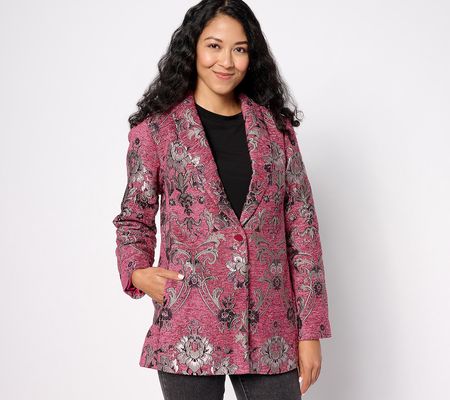 GRAVER Susan Graver Reg Jacquard Tapestry Notch Collar Jacket