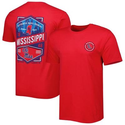 GREAT STATE CLOTHING Men's Red Ole Miss Rebels Double Diamond Crest T-Shirt