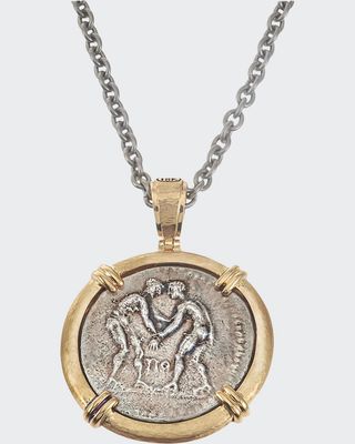 Greek Wrestlers Reversible Coin Pendant in 18k Gold from Jorge Adeler