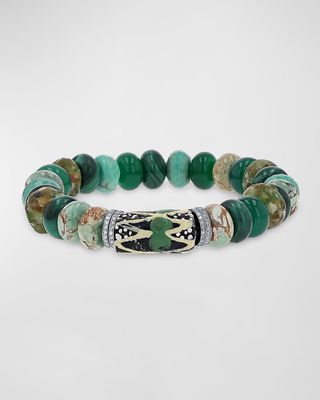 Green African Mix Bead Bracelet with Diamonds