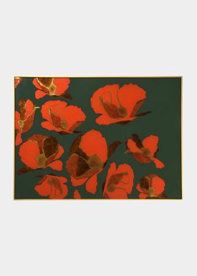 Green & Red Poppy Glass Placemat