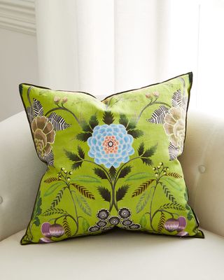 Green Brocart Decoratif Linen Cushion