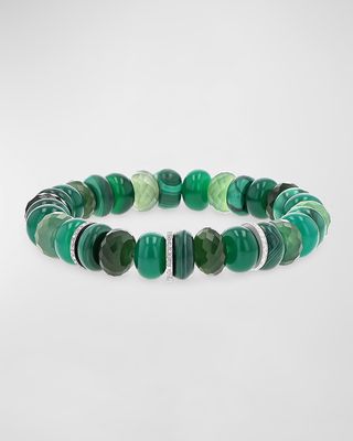 Green Mix Beaded Bracelet with Diamonds