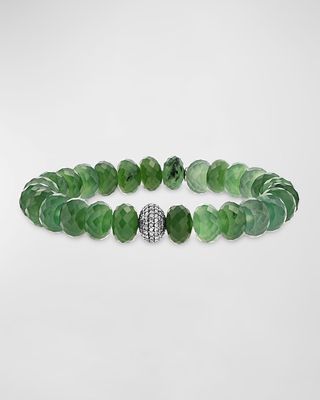 Green Serpentine Beaded Bracelet with Diamonds