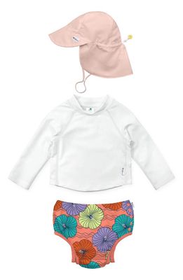 Green Sprouts Long Sleeve Two-Piece Rashguard Swimsuit & Sun Hat Set in Hibiscus 