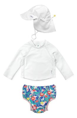 Green Sprouts Long Sleeve Two-Piece Rashguard Swimsuit & Sun Hat Set in Window Floral 