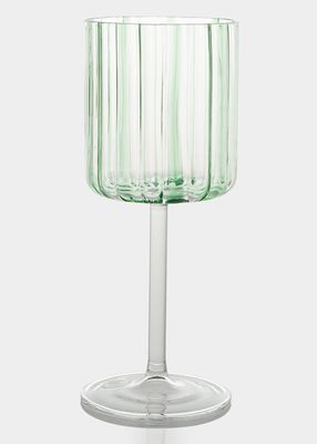 Green Striped Wine Glass