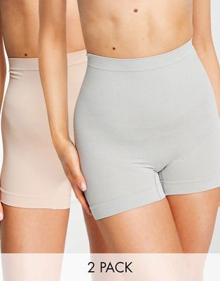 Green Treat secret control 2 pack shorts in rose dust and gray heather-Pink