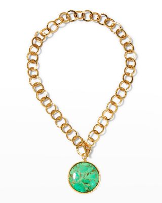 Green Turquoise Bezel Pendant Necklace
