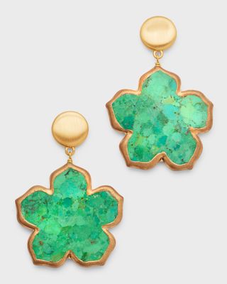 Green Turquoise Flower Earrings