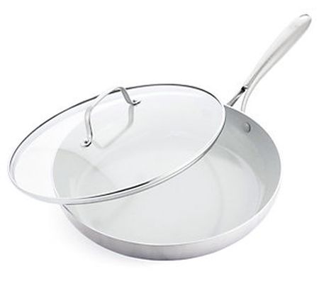 GreenLife 12" Stainless Steel Pro Covered Fryin g Pan