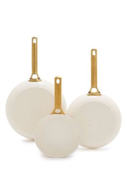 GreenPan Reserve Set of 3 Nonstick Ceramic Frying Pans in Cream 