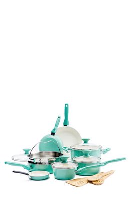 GreenPan Rio Healthy Ceramic Nonstick 16-Piece Cookware Set in Turquoise