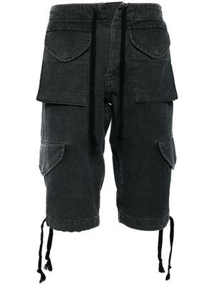 Greg Lauren brushed cotton-twill cargo shorts - Black