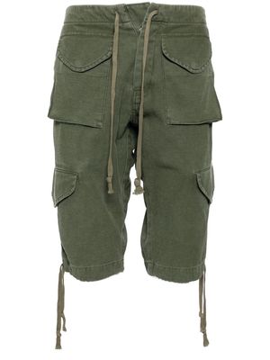 Greg Lauren brushed cotton-twill cargo shorts - Green