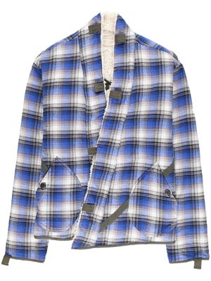 Greg Lauren check-pattern cotton bomber jacket - Blue