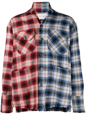 Greg Lauren check-pattern cotton shirt - Red