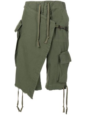 Greg Lauren cotton cargo-wrap shorts - Green