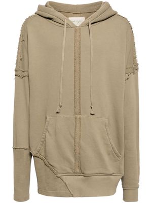 Greg Lauren distressed cotton hoodie - Brown