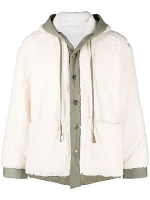 Greg Lauren faux-shearling hooded jacket - Neutrals