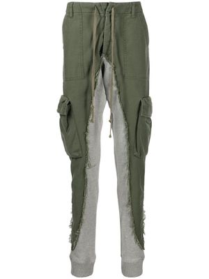 Greg Lauren frayed-detail cargo trousers - Green