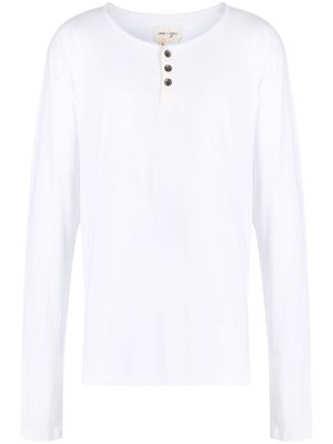 Greg Lauren Henley-collar long-sleeve top - White