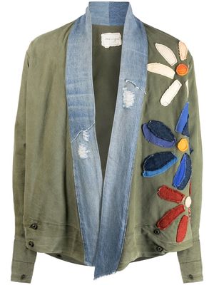 Greg Lauren lightweight floral-applique jacket - Green