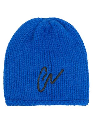 Greg Lauren logo-embroidered wool beanie - Blue