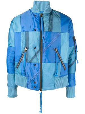 Greg Lauren Modern Flight panelled bomber jacket - Blue