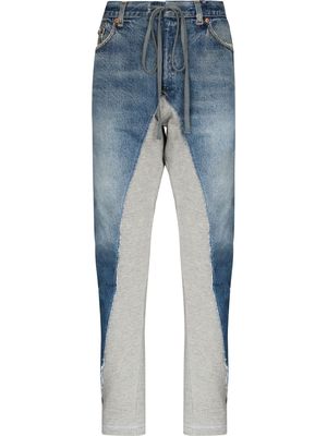 Greg Lauren panelled straight-leg trousers - Blue