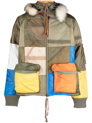 Greg Lauren Parachute Scrapwrk color-block panelled jacket - Green