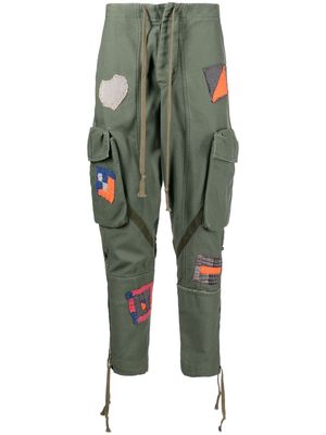Greg Lauren patchwork cargo trousers - Green